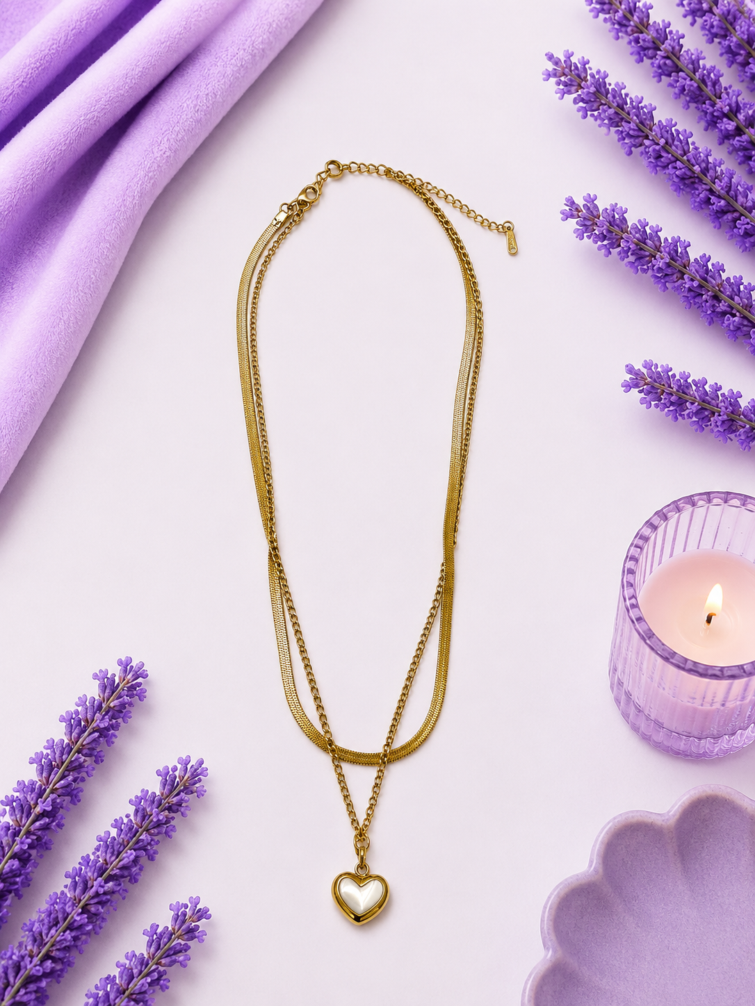 Vanilla Heart layered necklace