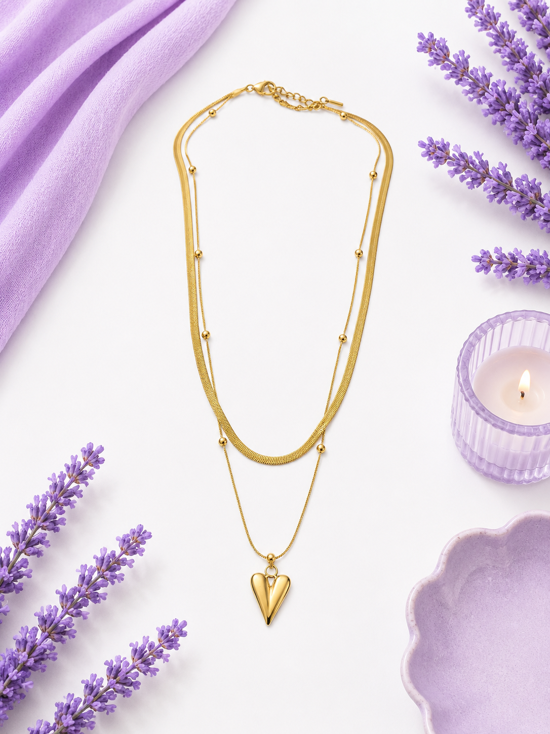 Golden Heart Layers Necklace