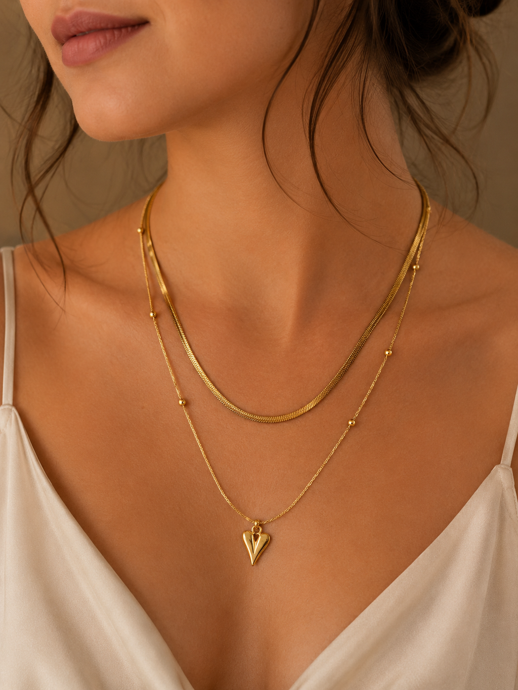 Golden Heart Layers Necklace
