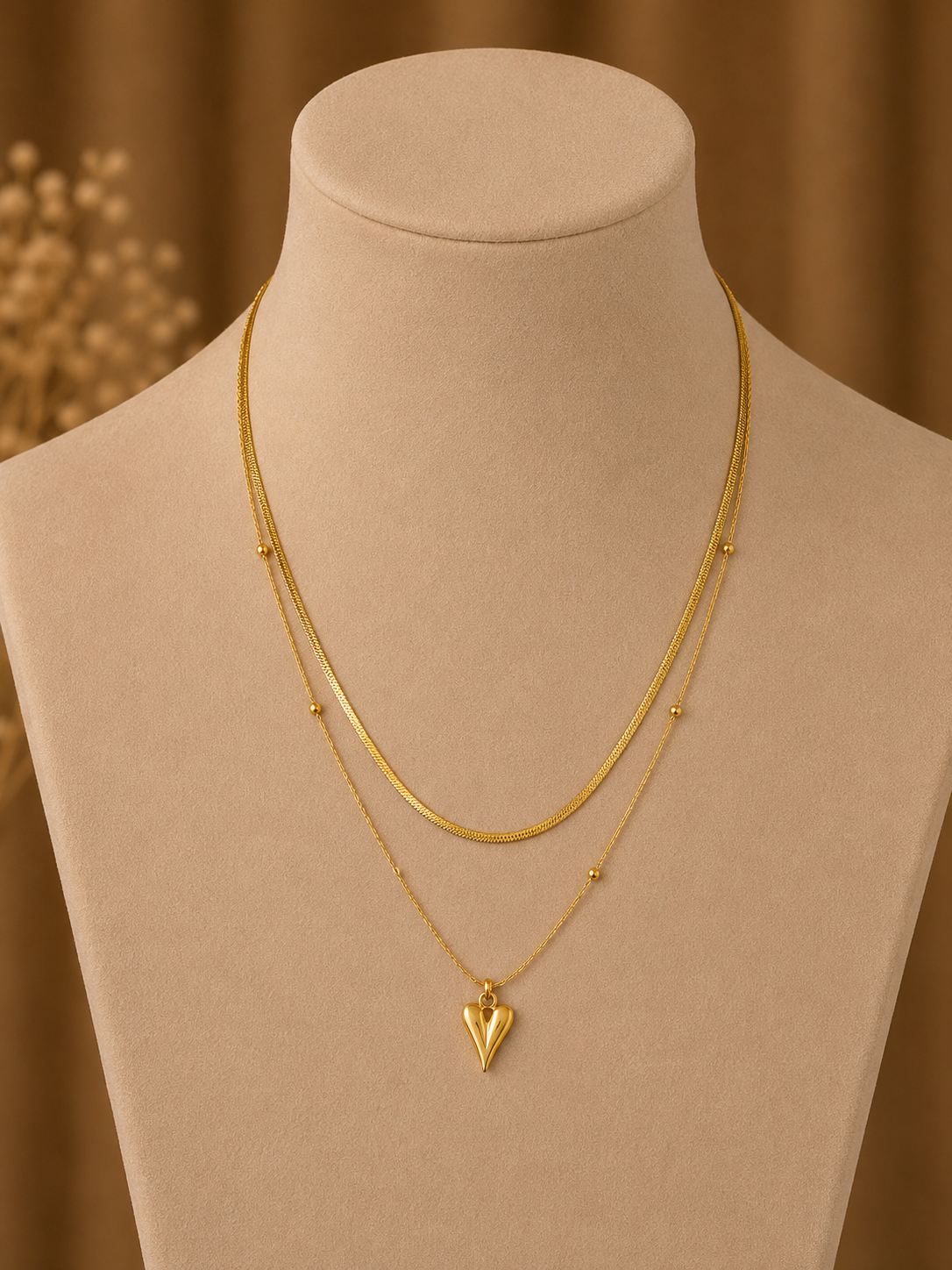 Golden Heart Layers Necklace