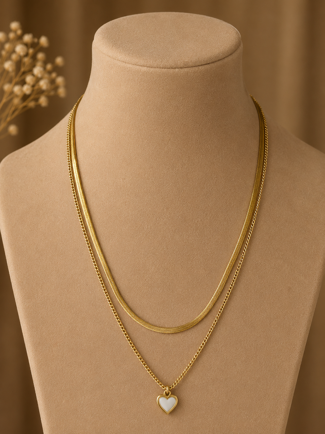 Vanilla Heart layered necklace