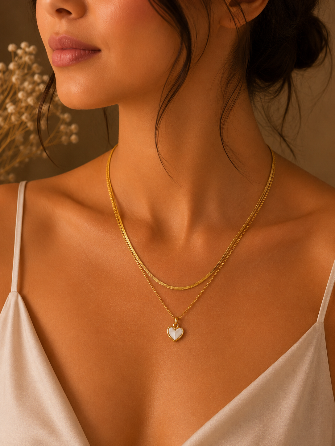 Vanilla Heart layered necklace