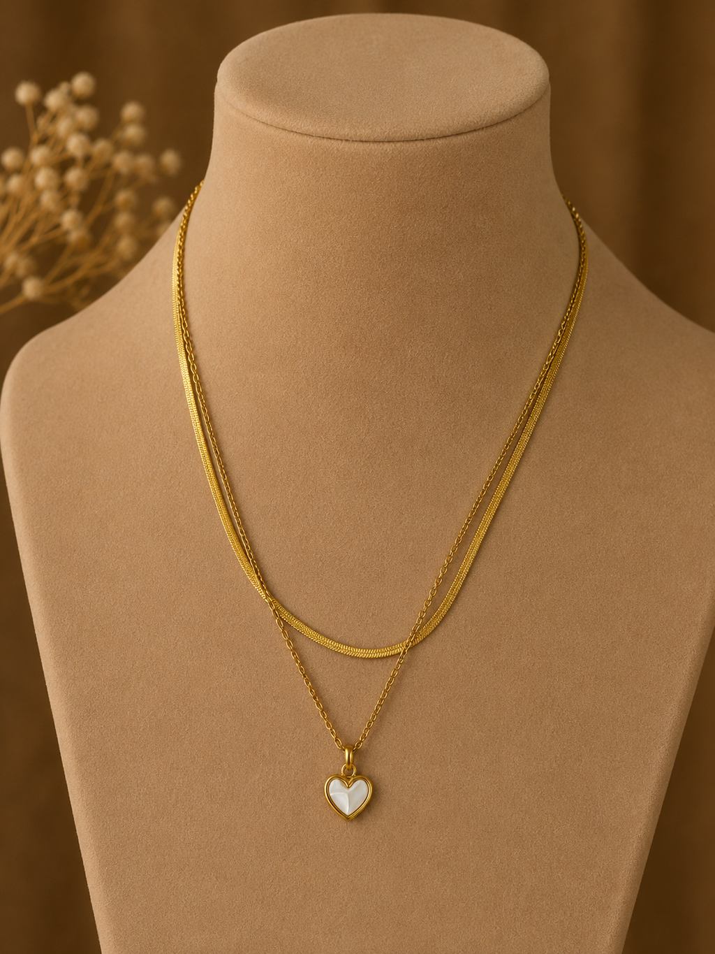 Vanilla Heart layered necklace